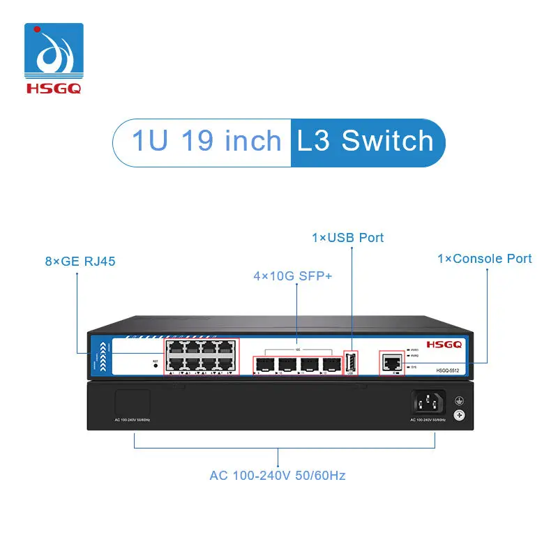 Sfp+ 10G Managed Switch 8 Port - สวิตช์ไฟเบอร์แบบจัดการได้ 2026/HSGQ-5512 12 พอร์ต 8*GE +