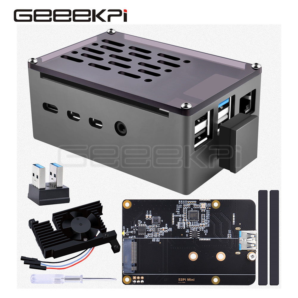 Turing Pi 2 - GeeekPi อลูมิเนียมอิฐสีดำเปลือก M.2 SATA SSD ปรับความเร็ว3510พัดลมทำความเย็นสำหรับ