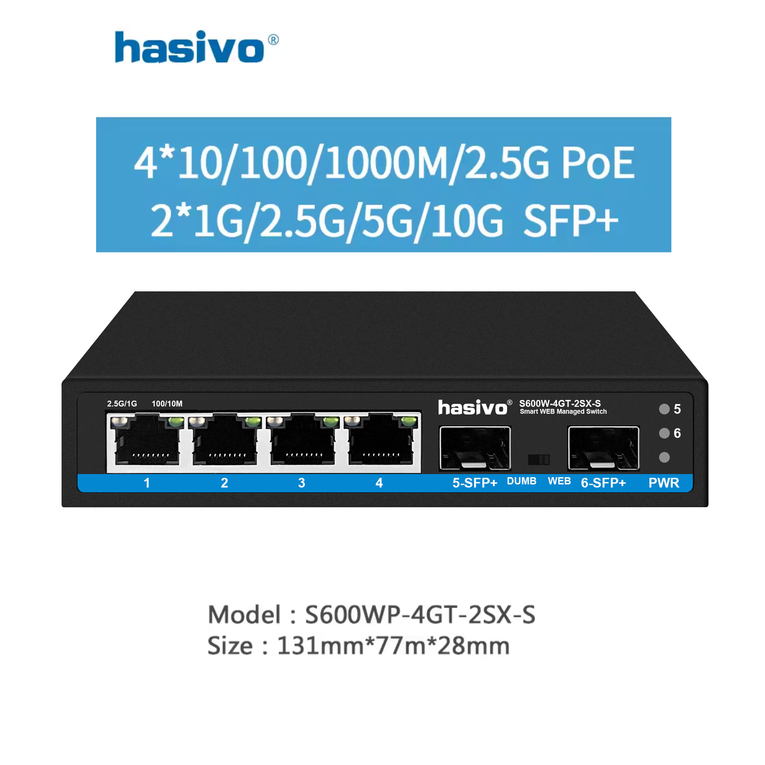 สวิตช์เครือข่าย Hasivo 2.5G 4/ - Sfp+ 10G Managed Switch 8 Port บทวิจารณ์และราคา