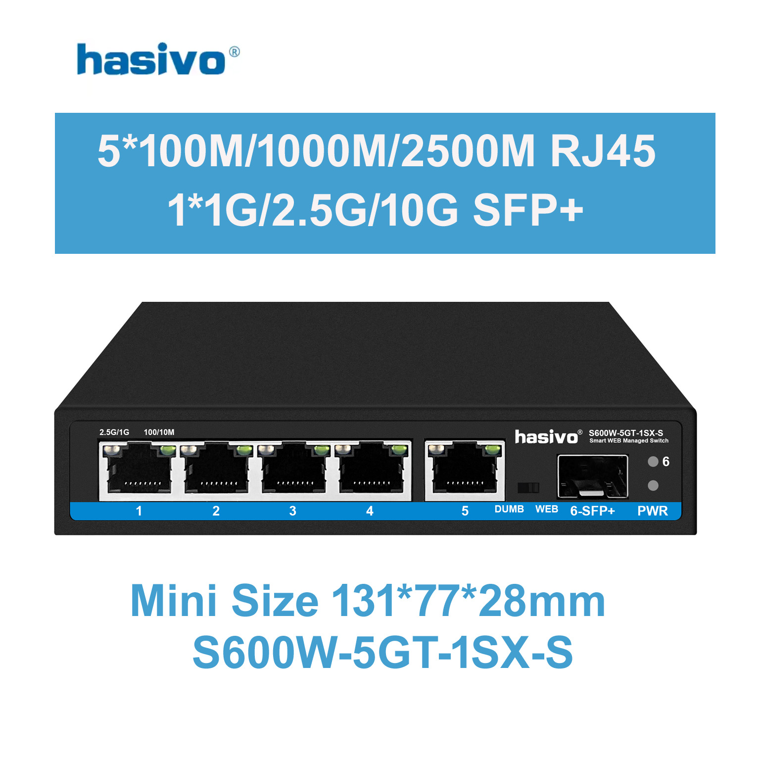 สวิตช์เครือข่าย Hasivo 2.5G 4/ - Sfp+ 10G Managed Switch 8 Port บทวิจารณ์และราคา
